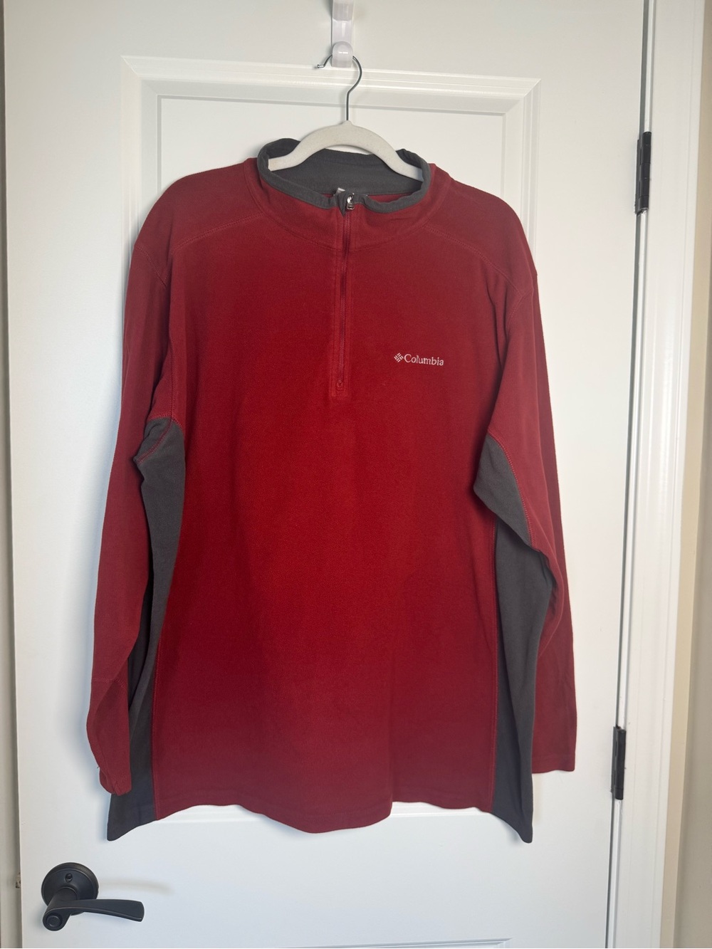 Columbia Men’s Red Zip-Up Fleece with Gray Panels
